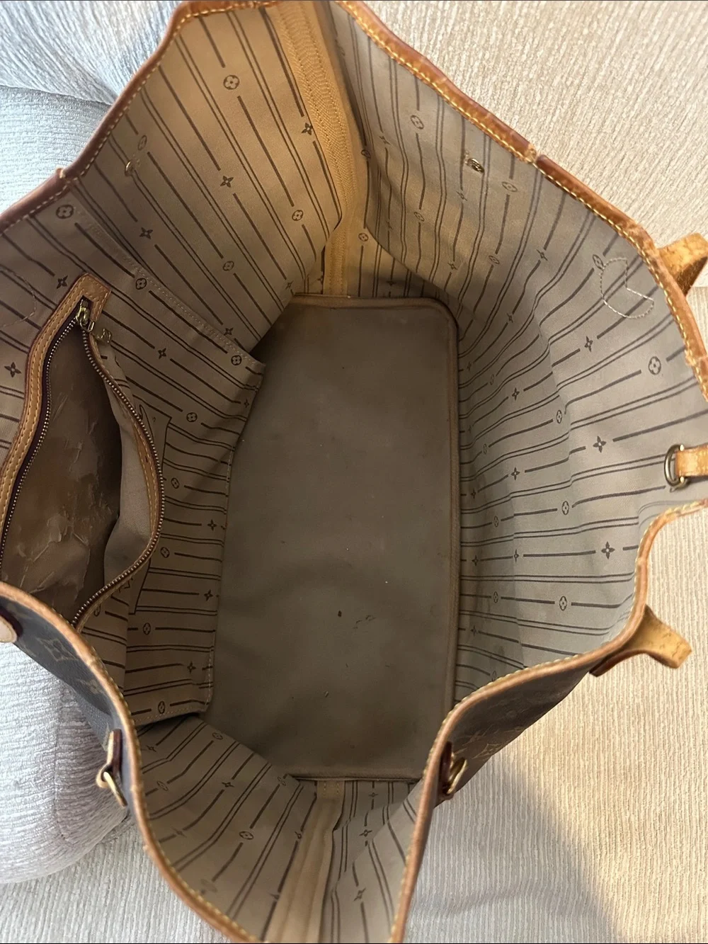 Louis Vuitton Monogram Canvas Tote in Brown with Tan Trim